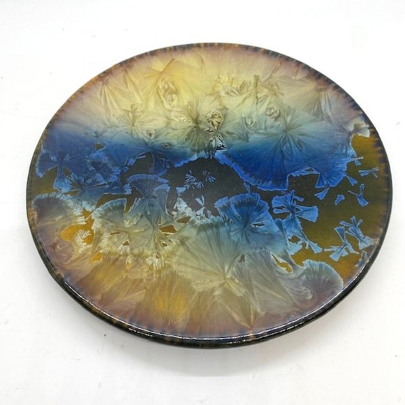 BoHo Crystalline Art Pottery Hanging Plaque Plate